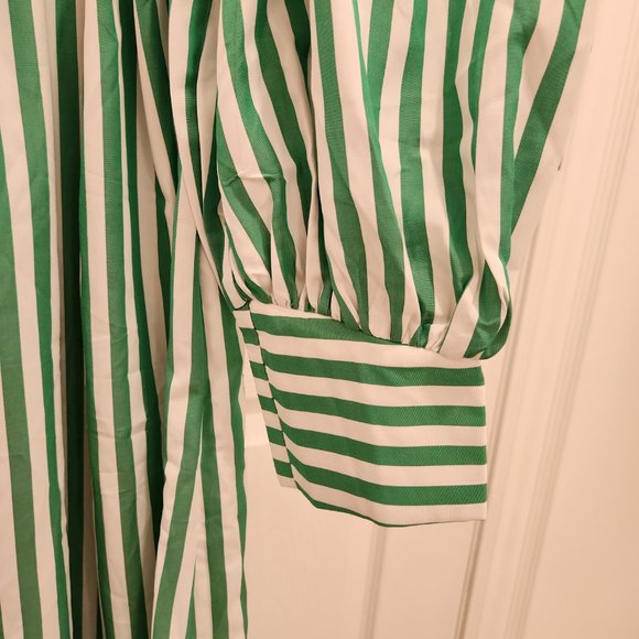 SHEIN Mulvari Vertical Striped Mock Neck Lantern Sleeve Dress Multicolor - Picture 5 of 8